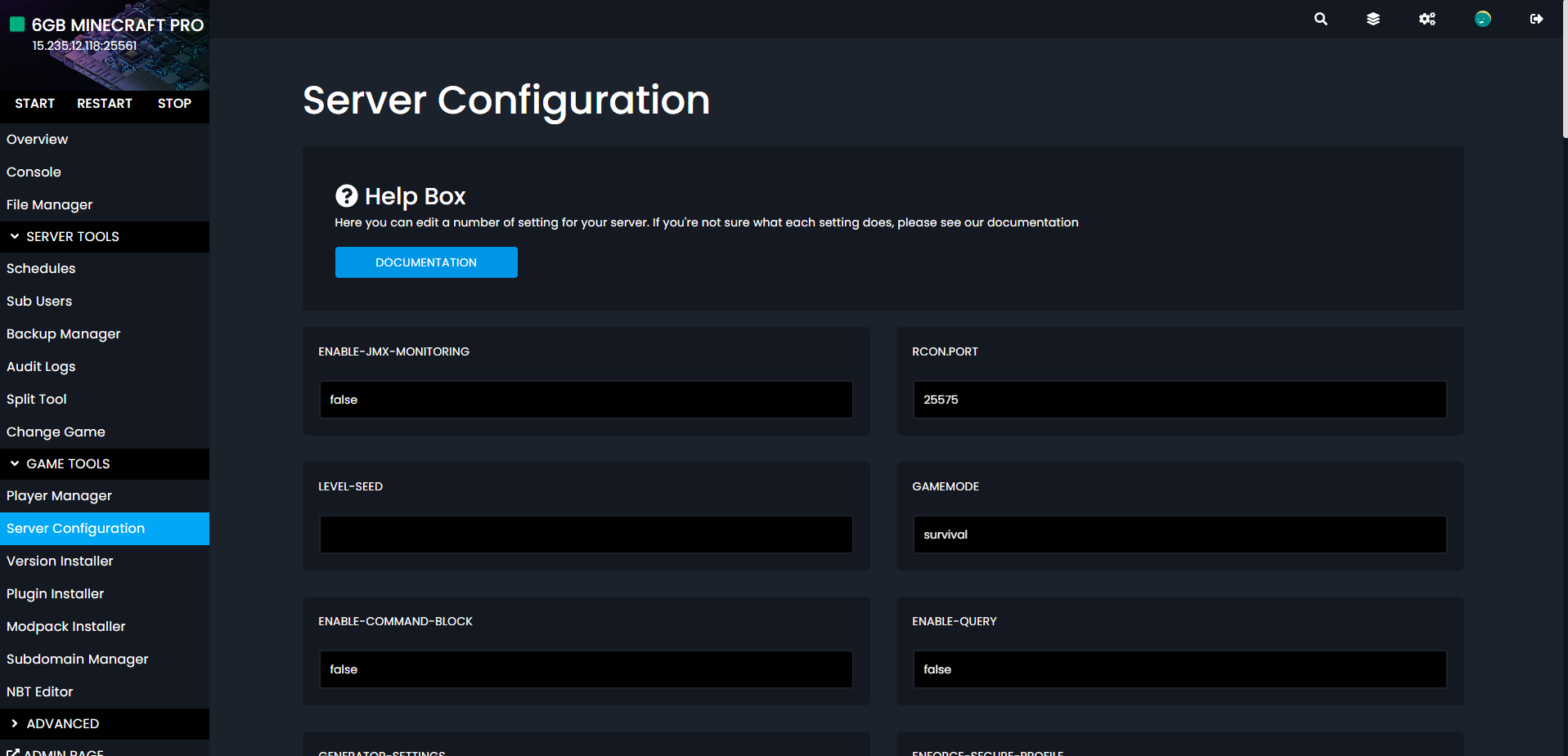 Server Configuration